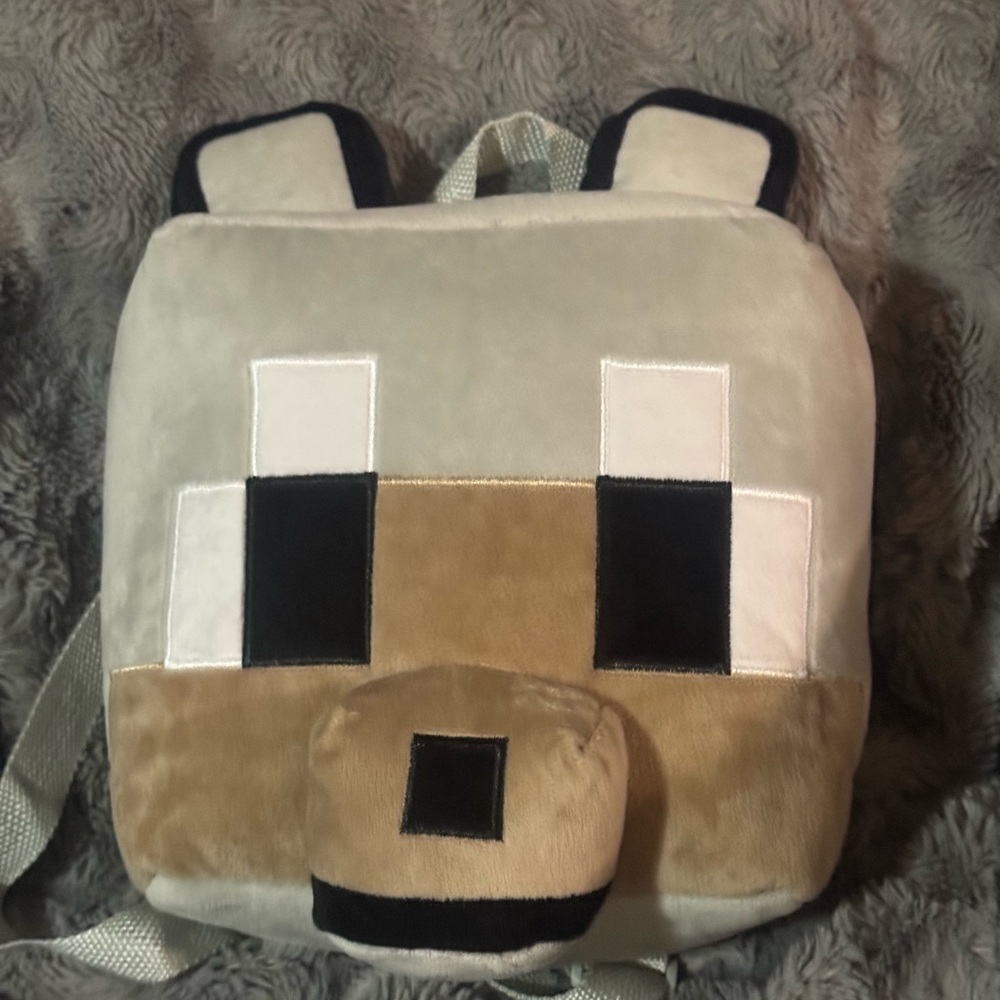 Plush MineCraft Wolfe Kids' Character Backpack NWT